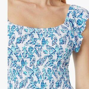 NWT LILLY PULITZER large Jilly Smocked Dress resort white shell collector